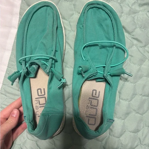 Hey Dude Teal Slip-On Shoes - Picture 1 of 3